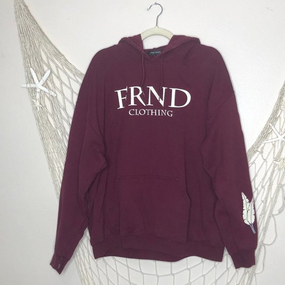 FRND CLOTHING Men's Pullover Hoodie Sweatshirt in Deep Wine L - Picture 1 of 7